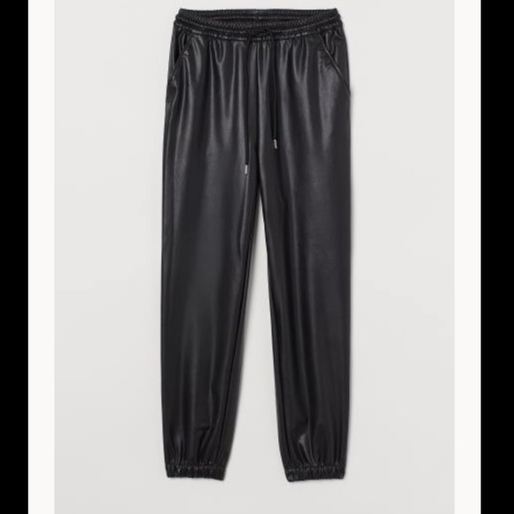 NWT H&M FAUX LEATHER JOGGERS - Picture 3 of 5